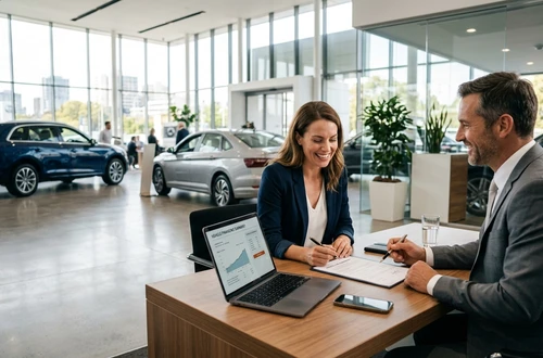 Customer getting answers about their car loan